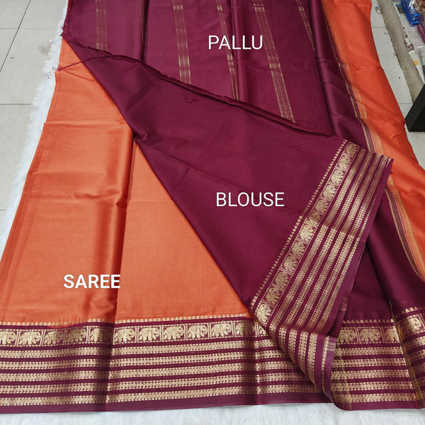 Semi Crape Mysore Silk Saree Elephant - D03