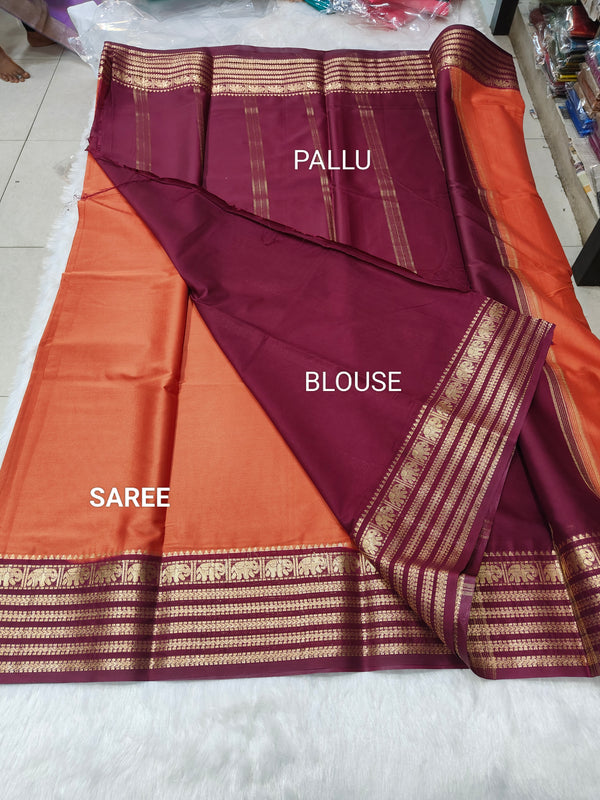 Semi Crape Mysore Silk Saree Elephant - D03