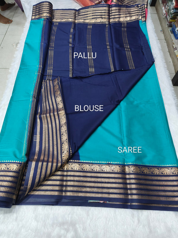 Semi Crape Mysore Silk Saree Elephant - D03