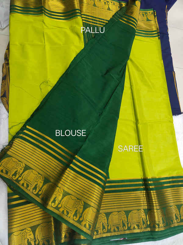 Crape Mysore Silk Big Elephant Light Cyan - D07