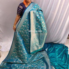 Vegan Soft Silk Saree Leaf Butta Rama Green