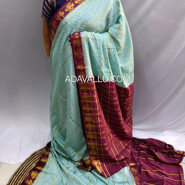 Semi Crape Mysore Silk Gandaberunda Violet - D02