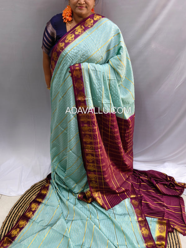 Semi Crape Mysore Silk Gandaberunda Violet - D02