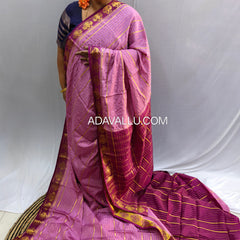 Semi Crape Mysore Silk Gandaberunda Violet - D02