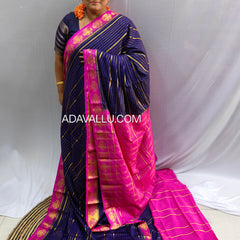 Semi Crape Mysore Silk Gandaberunda Violet - D02