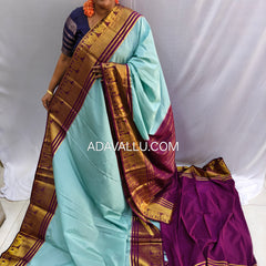 Crape Mysore Silk Big Elephant Light Cyan - D07