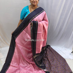 Tusser Silk Fancy Pink & Black - J03