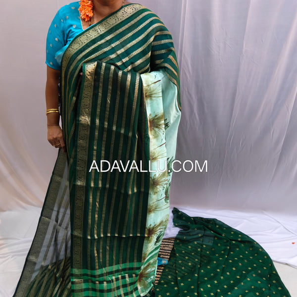 Lotus Georgette Crape Saree - A06