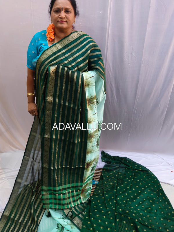 Lotus Georgette Crape Saree - A06