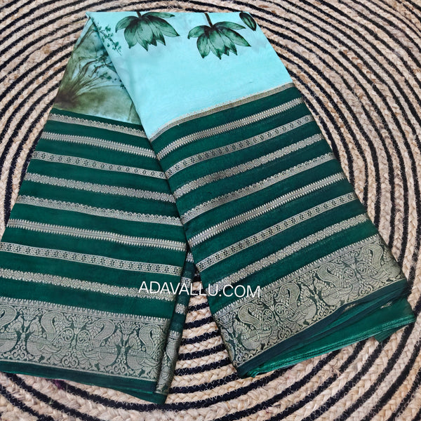 Lotus Georgette Crape Saree - A06