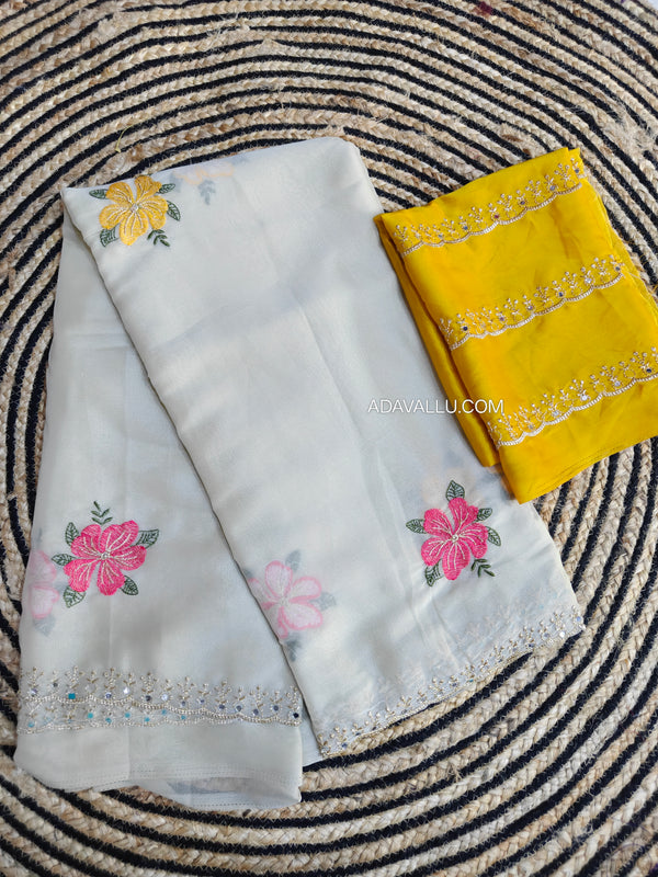 Rangoli Saree With Mirror Work - S01