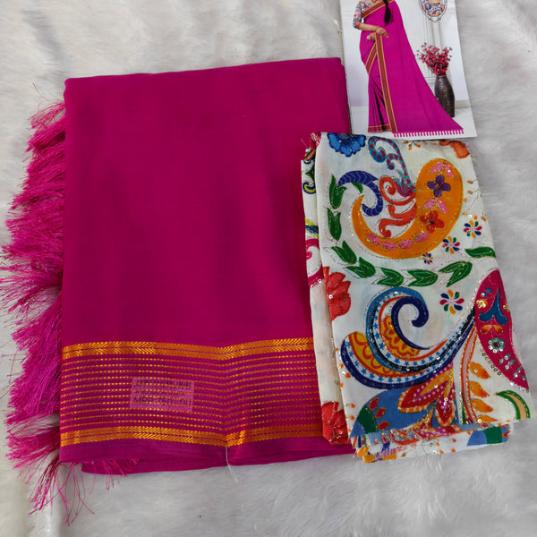 A09 SAREE WITH position print work BLOUSE