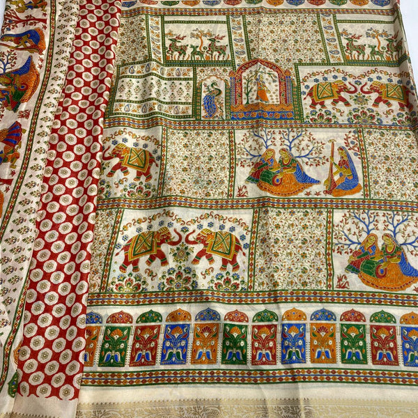 Pashmina Print Kalamkari Cream - T03
