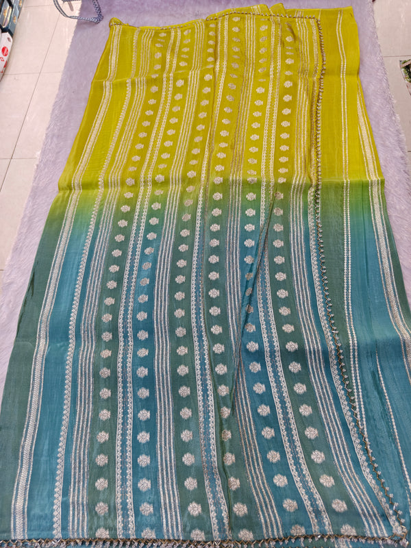 C07 cutdhana work chinnon crape saree