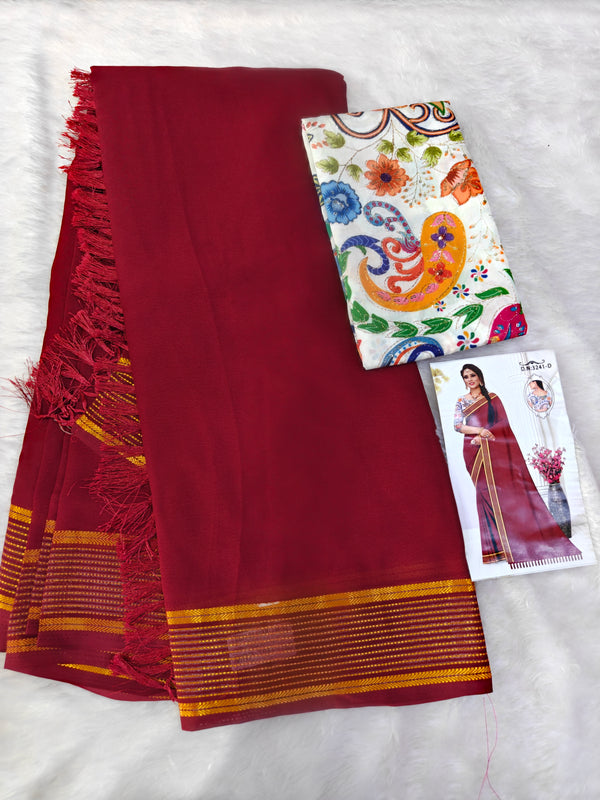 A09 SAREE WITH position print work BLOUSE