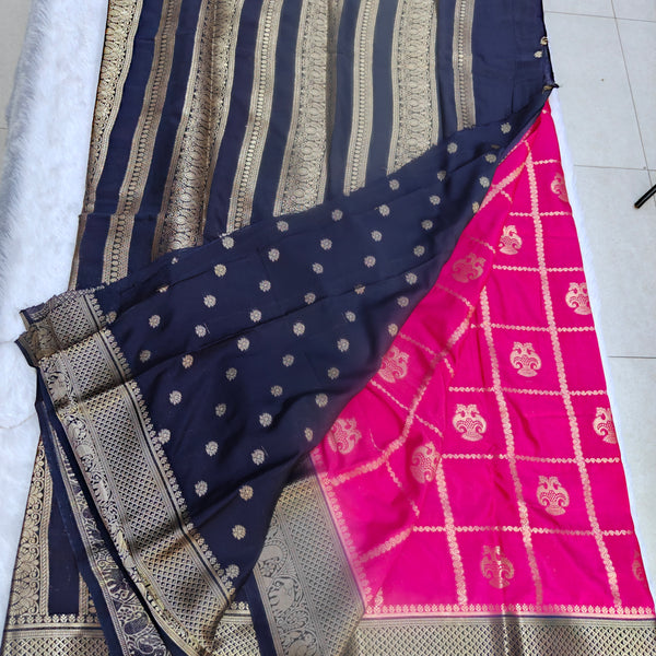 C04 crape mysore silk saree Gandaberunda butta