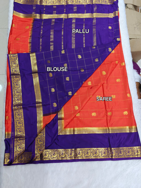 Z09 crape mysore silk gap border chex