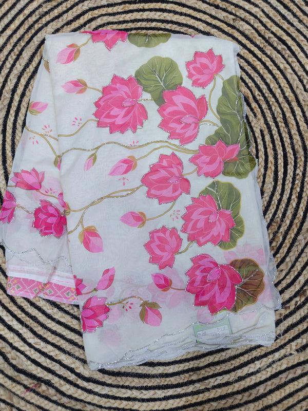 Z24 orgaza silk work saree