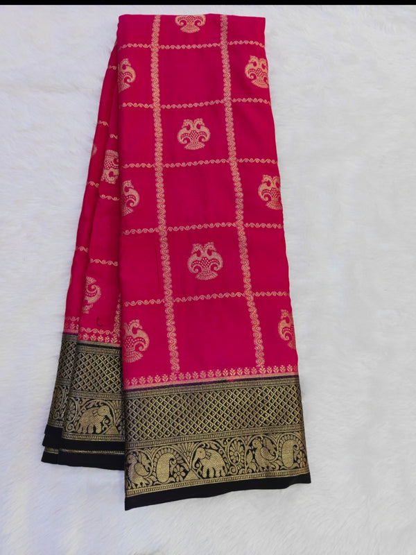 C04 crape mysore silk saree Gandaberunda butta