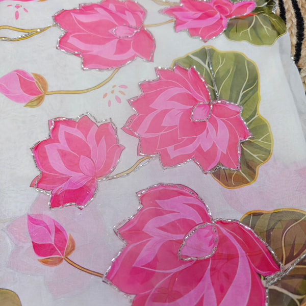 Z24 orgaza silk work saree