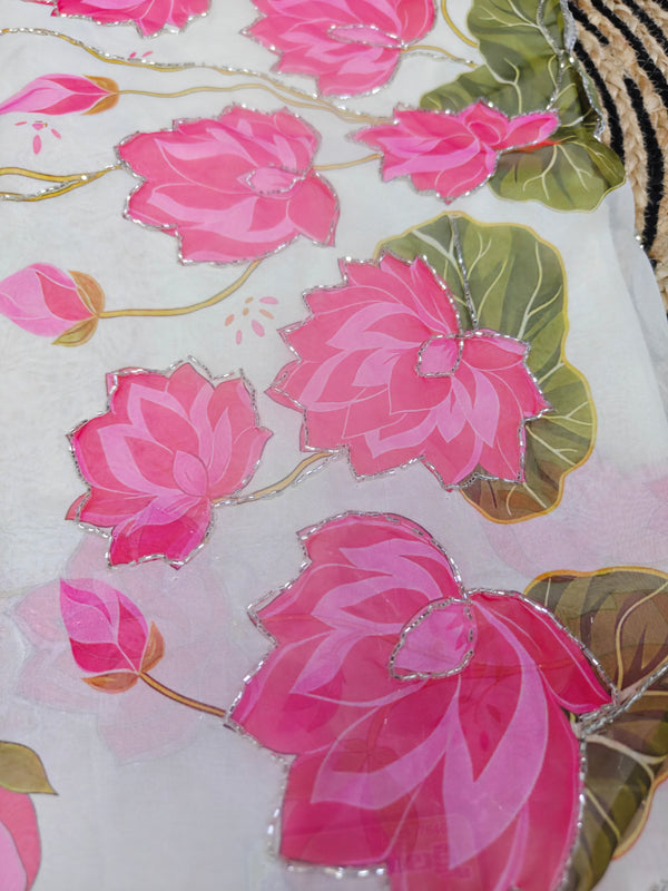 Z24 orgaza silk work saree